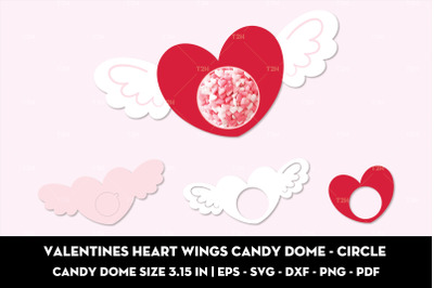 Valentines heart wings candy dome - Circle