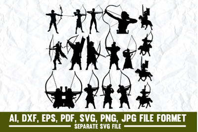 Archery, In Silhouette, Hunter, Accuracy, Adult, Aiming, Ammunition, A