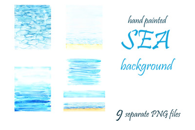 Summer Sea, Beach Clipart. Watercolor Ocean Background PNG