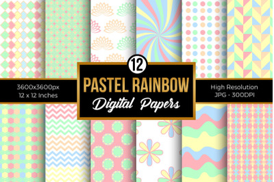 Pastel Rainbow Digital Papers