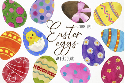 Watercolor Easter Eggs Clipart, Easter Clipart, Spring Clipart