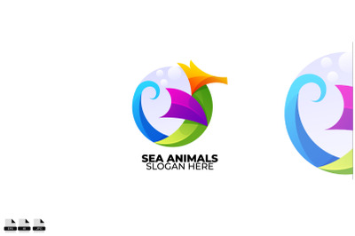 sea animal logo colorful gradient style