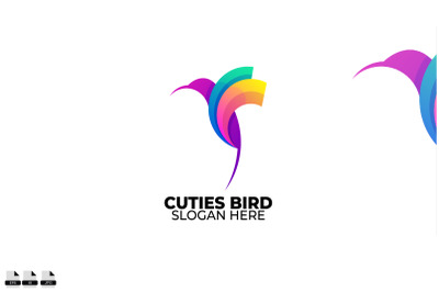 colibri bird logo colorful gradient style