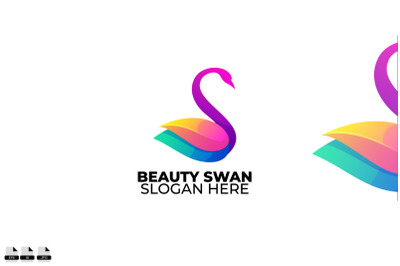 swan logo colorful gradient style