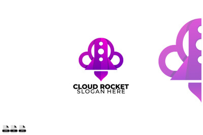 cloud rocket logo colorful gradient style