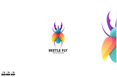 Vector modern beetle logo design in gradient style