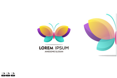 Vector butterfly logo animals modern gradient color