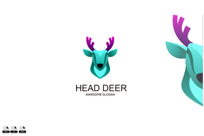 Vector head deer logo animals modern gradient color