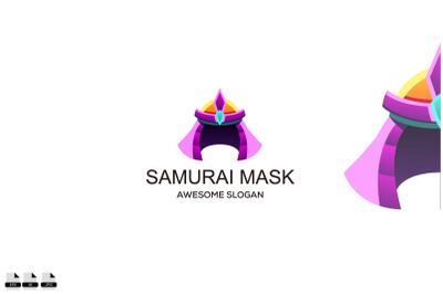 Vector samurai mask logo modern gradient color