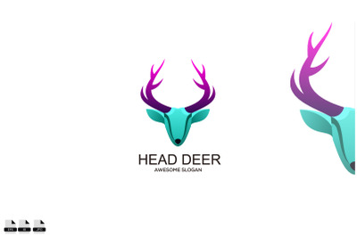 Vector colorful modern head deer logo design vector illustration