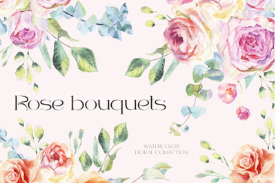 Rose Bouquets Watercolors