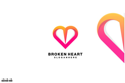 broken heart logo gradient colorful