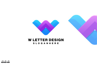 w letter logo gradient colorful