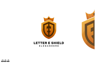 letter e shield logo gradient colorful