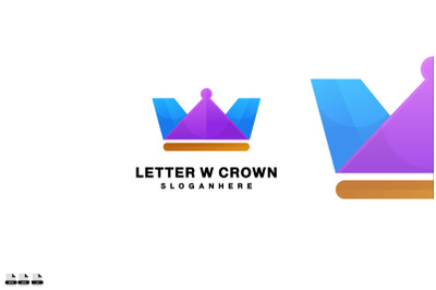 letter w crown logo gradient colorful