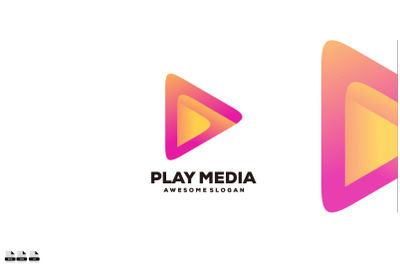 play media logo gradient colorful