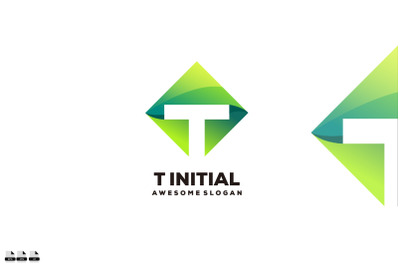 t initial logo gradient colorful