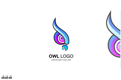 illustration owl logo gradient colorful