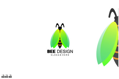 illustration bee logo gradient colorful