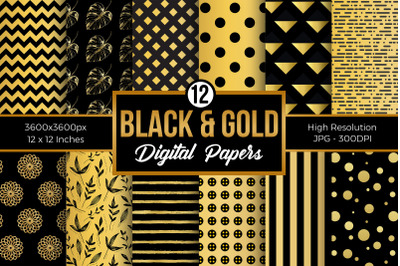Gold and Black Digital papers