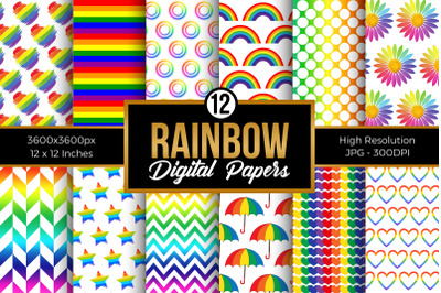 Rainbow Digital Paper Patterns