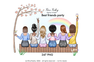 Best friends clipart, besties clipart, soul sisters clipart, BFF, cock