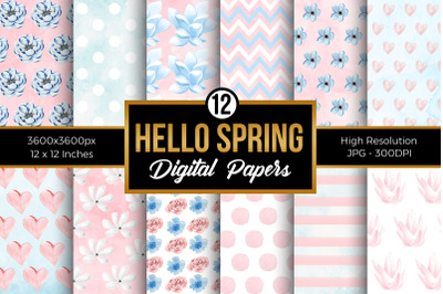 Spring Watercolor Floral Digital Papers