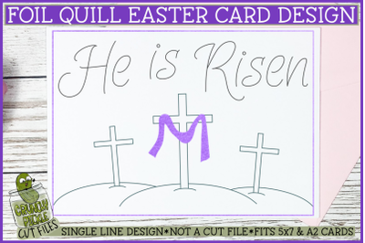 Foil Quill Easter Card, He is Risen Single Line Sketch SVG