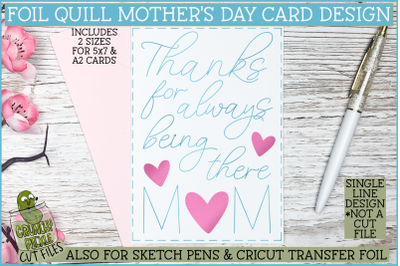 Foil Quill Mother&amp;&23;039;s Day Card&2C; Single Line Sketch SVG