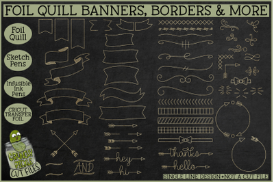 Foil Quill Banners Borders &amp;amp; More&2C; Single Line SVG Sketch