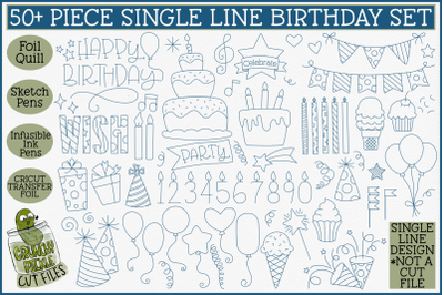 Foil Quill Birthday 50 Piece Bundle&2C; Single Line SVG Designs