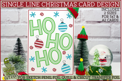 Foil Quill Christmas Card&2C; Ho Ho Ho Single Line Sketch SVG