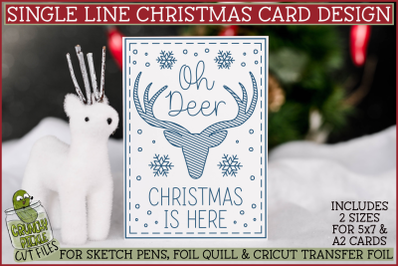 Foil Quill Christmas Card&2C; Oh Deer Single Line Sketch SVG