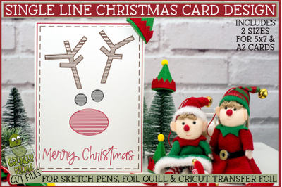 Foil Quill Christmas Card&2C; Reindeer Single Line Sketch SVG