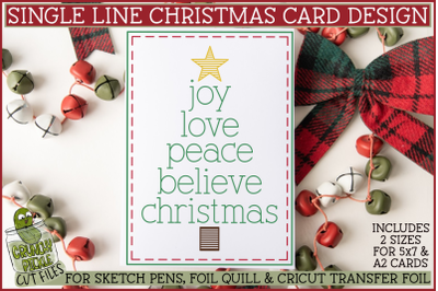 Foil Quill Christmas Card&2C; Word Tree Single Line SVG