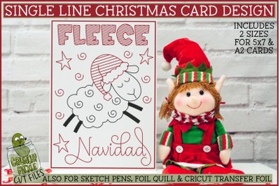 Foil Quill Christmas Card&2C; Fleece Navidad Single Line SVG