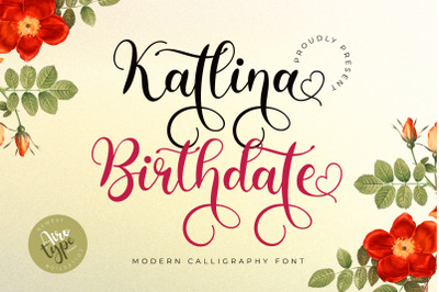 Katlina Birthdate - Script Font with Tail Swash
