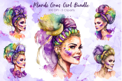 Mardi Gras Girl Cliparts Bundle