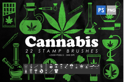 22 Cannabis Photoshop Stamp Brushes