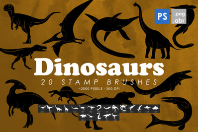 22 Dinosaurs Photoshop Stamp Brushes