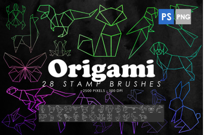 28 Origami Animals Photoshop Stamp Brushes