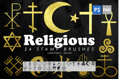 24 Religious Symbols Photoshop Stamp Brushes