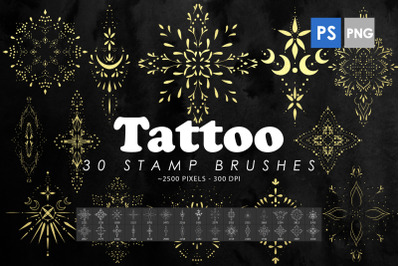30 Tattoo Ornament Photoshop Stamp Brushes