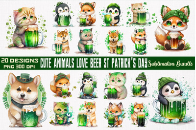 Cute Animals Love Beer St Patrick&amp;&23;039;s Day Bundle