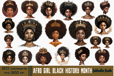 Beautiful Afro Girl Black History Month  Bundle