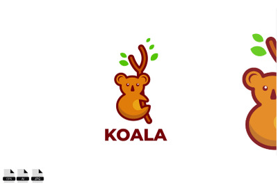 cute design koala mascot logo