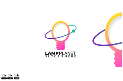 lamp planet icon design colorful