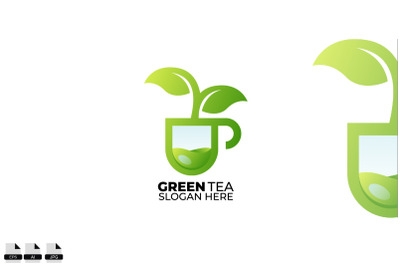 icon logo green tea vector gradient color