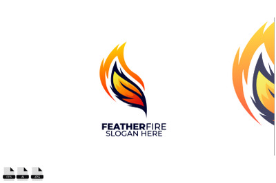 feather fire logo design color gradient