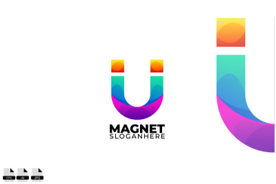 letter u with magnet colorful gradient design